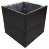 Fekete polyrattan kerti ültetőláda 80x80x80 cm