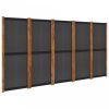 Fekete 5 paneles térelválasztó 350x180 cm