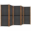 Fekete 5 paneles térelválasztó 350x180 cm