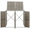 Szürke polyrattan dupla kerekeskuka tárolófészer 140x80x117 cm