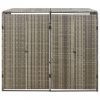 Szürke polyrattan dupla kerekeskuka tárolófészer 140x80x117 cm