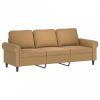 3 személyes barna bársony kanapé díszpárnákkal 180 cm