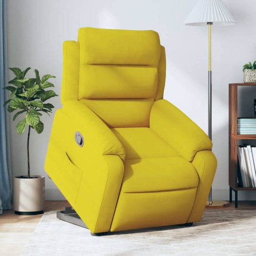 Sárga bársony felállást segítő dönthető fotel