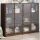 Barna tölgyszínű szerelt fa könyvespolc ajtókkal 136x37x109 cm