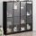 Fekete szerelt fa könyvespolc ajtóval 136 x 37 x 142 cm