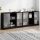 Fekete szerelt fa könyvespolc ajtóval 204x37x75 cm