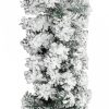 Zöld PVC karácsonyi füzér pelyhes hóval 5 m