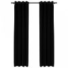 2 db fekete, vászonhatású sötétítőfüggöny fűzőkarikával 140 x 225 cm