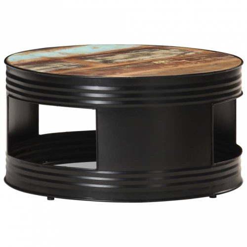 Fekete tömör újrahasznosított fa dohányzóasztal 68 x 68 x 36 cm