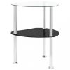 3227862-tier side table transparent & black 38x38x50cm tempered glass