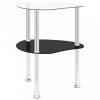 3227862-tier side table transparent & black 38x38x50cm tempered glass