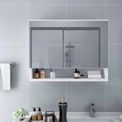 Fehér mdf tükrös fürdőszobaszekrény 66 x 17 x 63 cm