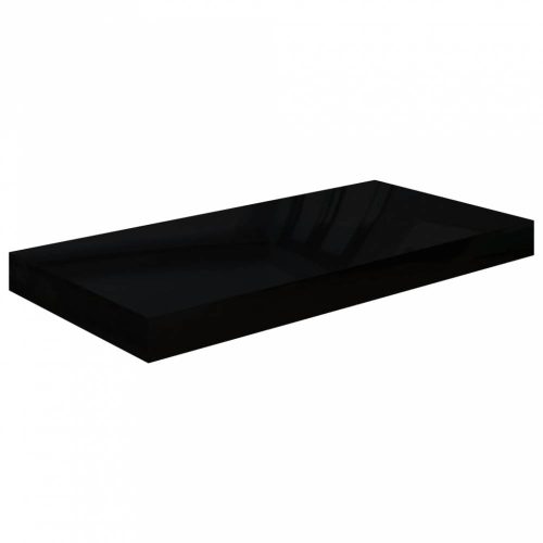 Magasfényű fekete MDF fali polc 50 x 23 x 3,8 cm