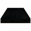 Magasfényű fekete mdf fali polc 60 x 23,5 x 3,8 cm