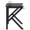 Fekete K-lábú gamer asztal 90 x 60 x 75 cm