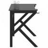 Fekete K-lábú gamer asztal 110 x 60 x 75 cm