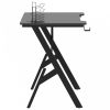 Fekete Y-lábú gamer asztal 90 x 60 x 75 cm