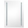 Fehér-tölgyszínű LED-es tükrös fürdőszobaszekrény 50x13x70 cm