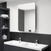 Fényes fekete LED-es tükrös fürdőszobaszekrény 60 x 13 x 70 cm