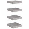 4 db betonszürke MDF lebegő fali polc 23 x 23,5 x 3,8 cm