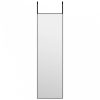 Fekete üveg és alumínium ajtótükör 30x100 cm