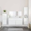 4 részes magasfényű fehér szerelt fa fürdőszobai bútorszett