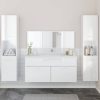 4 részes magasfényű fehér szerelt fa fürdőszobai bútorszett