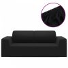 Kétszemélyes fekete sztreccs poliészterdzsörzé kanapé-védőhuzat