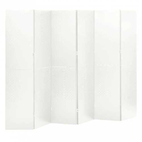 Fehér acél 6-paneles paraván 240 x 180 cm