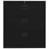 Fekete acél irattartó szekrény 90 x 46 x 103 cm