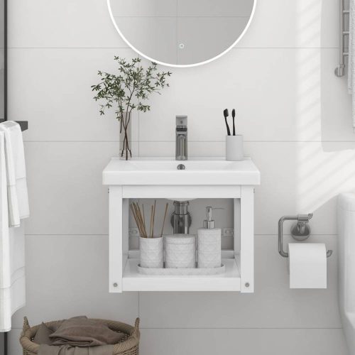 Fehér vas fürdőszobai fali mosdókagylókeret 40 x 38 x 31 cm