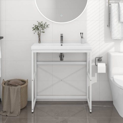 Fehér vas fürdőszobai mosdókagylókeret 79 x 38 x 83 cm