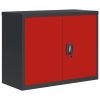 Antracitszürke-piros acél irattartó szekrény 90x40x70 cm