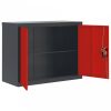 Antracitszürke-piros acél irattartó szekrény 90x40x70 cm