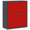 Antracitszürke-piros acél irattartó szekrény 90x40x105 cm