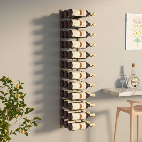 Arany vas falra szerelhető bortartó állvány 36 palacknak