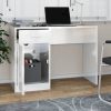 Magasfényű fehér faanyag fiókos/rekeszes íróasztal 100x40x73 cm