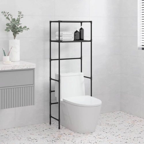 2 szintes fekete vas wc feletti tárolóállvány 53,5x28x143 cm