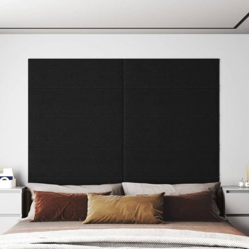 12 db fekete szövet fali panel 90x30 cm 3,24 m²