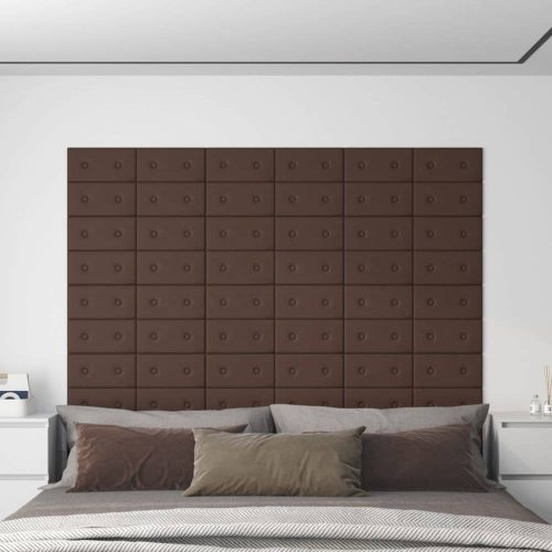 12 db barna műbőr fali panel 30 x 15 cm 0,54 m²