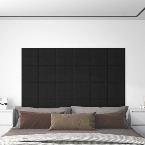 12 db fekete szövet fali panel 30 x 15 cm 0,54 m²