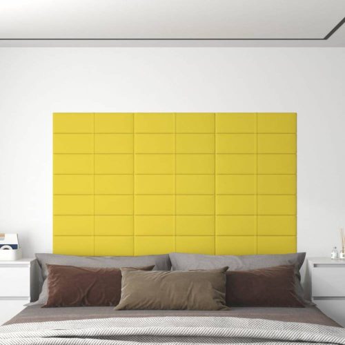 12 db sárga szövet fali panel 60 x 15 cm 1,08 m²