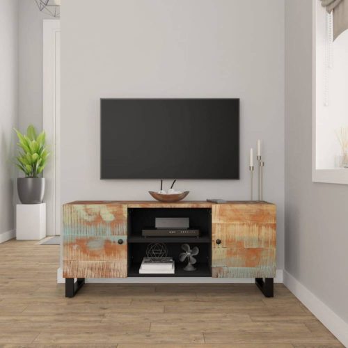 Tömör újrahasznosított fa tv-szekrény 105 x 33 x 46 cm