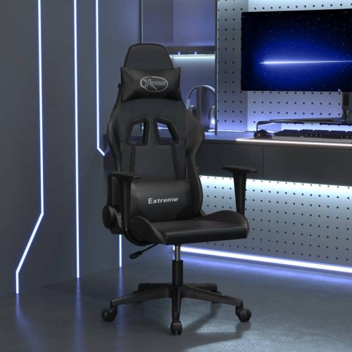 Fekete műbőr masszázs gamer-szék