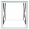 Üveg és rozsdamentes acél dohányzóasztal 110x45x45 cm