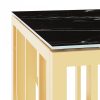 Aranyszínű üveg és rozsdamentes acél dohányzóasztal 110x45x45cm