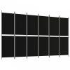 6 paneles fekete szövet térelválasztó 300x180 cm
