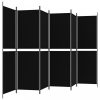 6 paneles fekete szövet térelválasztó 300x180 cm