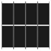 4 paneles fekete szövet térelválasztó 200 x 200 cm