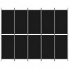 5 paneles fekete szövet térelválasztó 250x200 cm